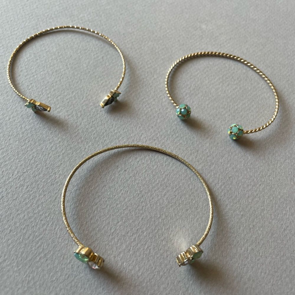 Elegant Gold and Green Bracelet Set M342 - Picture 2 of 2